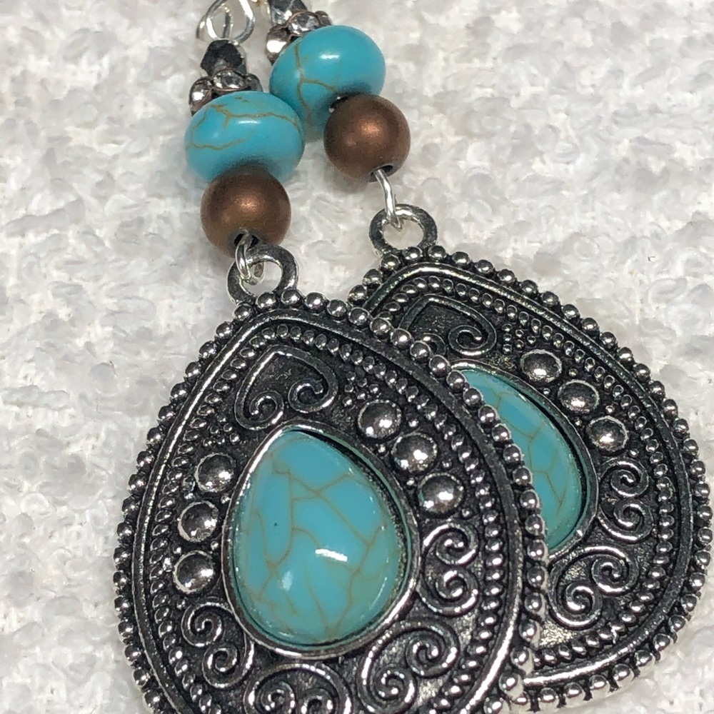 Large boho Navajo and turquoise earrings